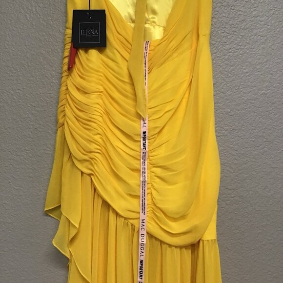 Mac Duggal NWT Asymmetrical Hem Halter Gown Long Dress Yellow Women's Size 12 - Picture 10 of 16
